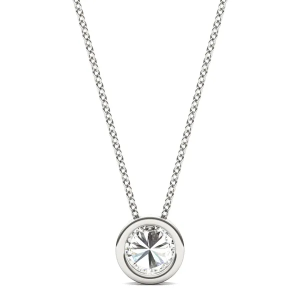 0.50 CTW DEW Moissanite Bezel Set Solitaire Pendant