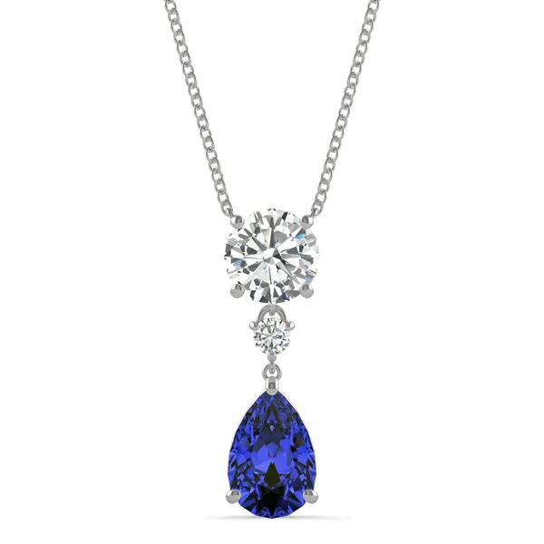 Sapphire Pear Drop Pendant in 14K White Gold