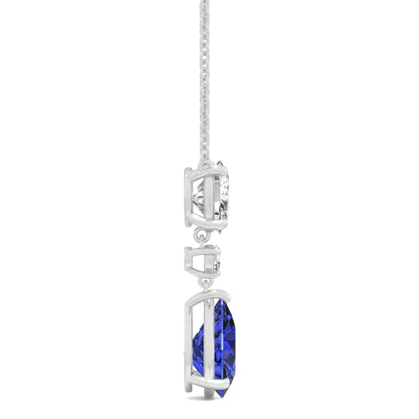 Sapphire Pear Drop Pendant in 14K White Gold