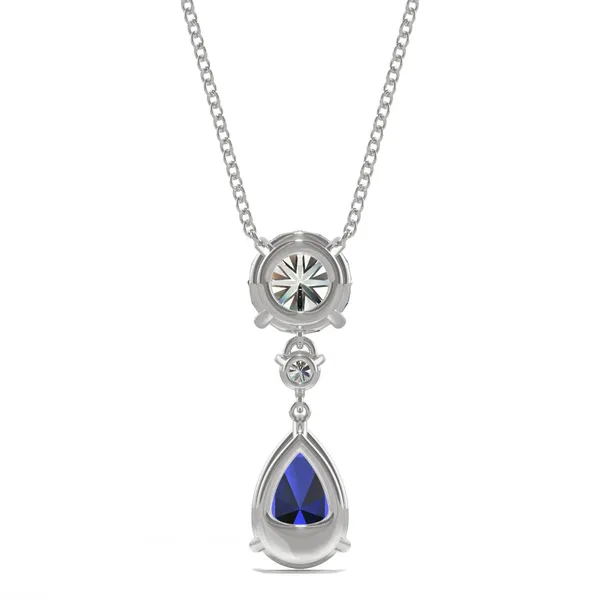 Sapphire Pear Drop Pendant in 14K White Gold