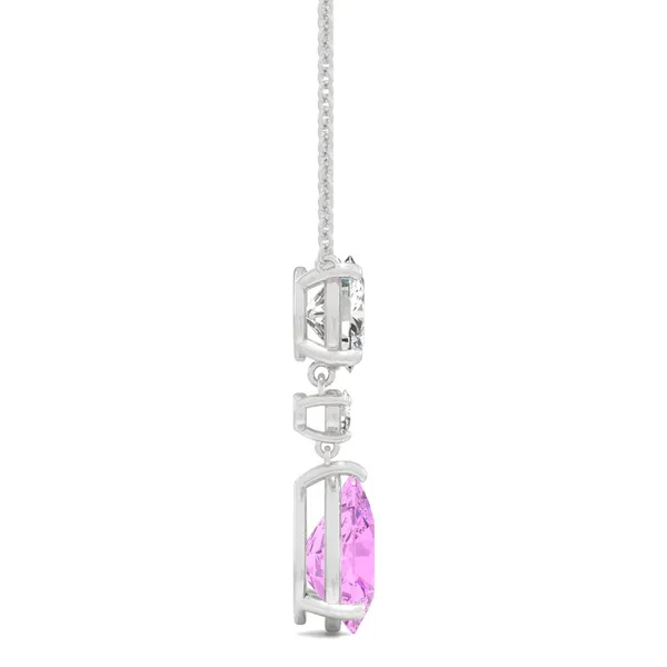 Pink Sapphire Pear Drop Pendant in 14K White Gold