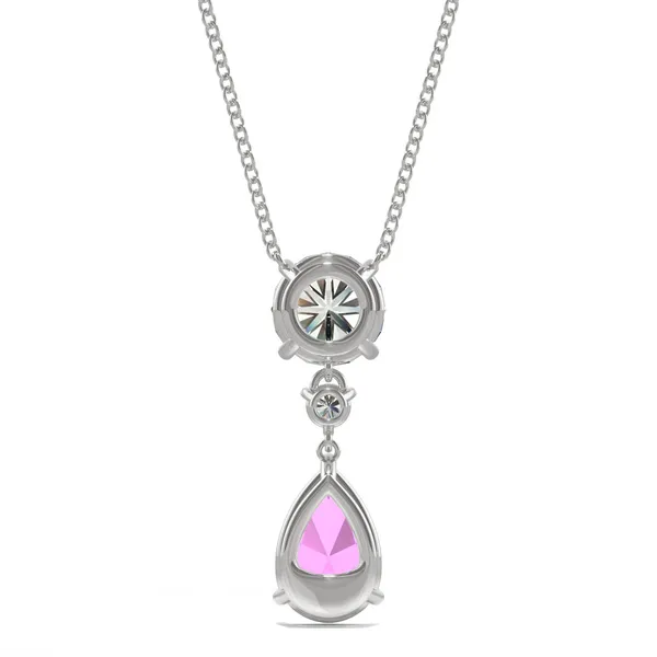 Pink Sapphire Pear Drop Pendant in 14K White Gold