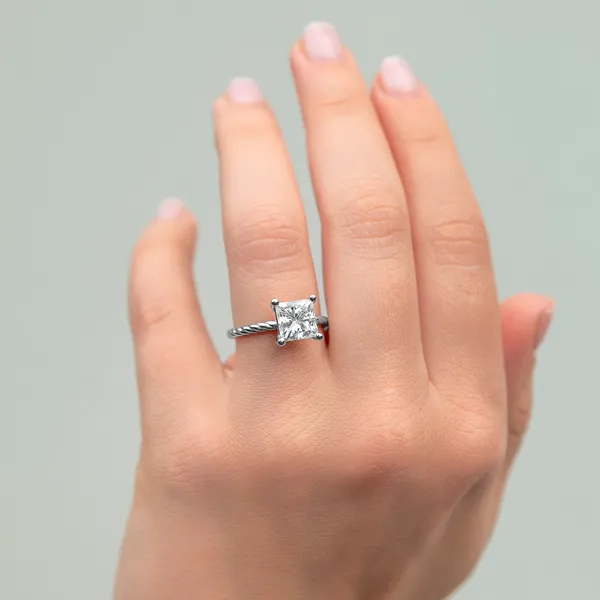 Princess Classic Rope Solitaire Engagement Ring