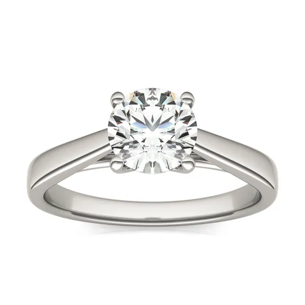 Round Brilliant Tapered Cathedral Solitaire Engagement Ring