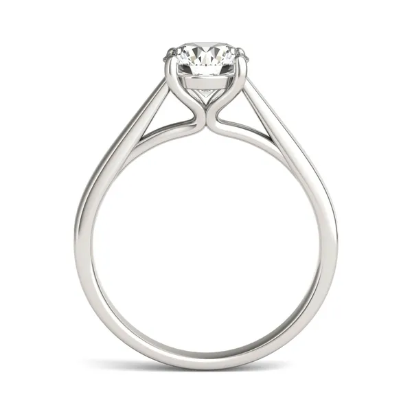 Round Brilliant Tapered Cathedral Solitaire Engagement Ring