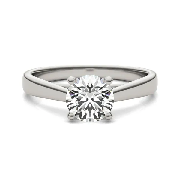 Round Brilliant Tapered Cathedral Solitaire Engagement Ring