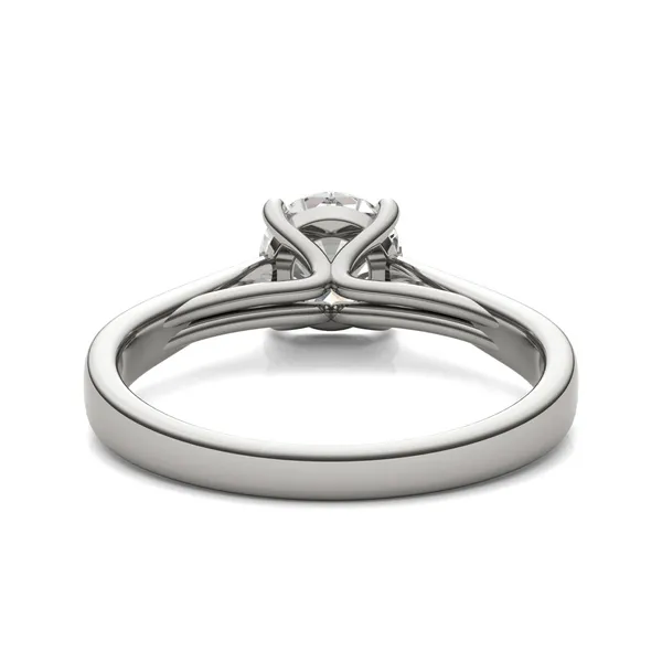 Round Brilliant Tapered Cathedral Solitaire Engagement Ring