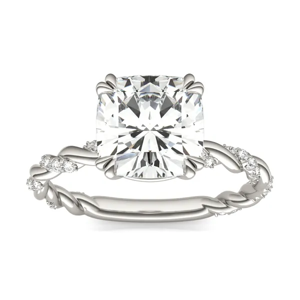 Cushion Accented Rope Engagement Ring