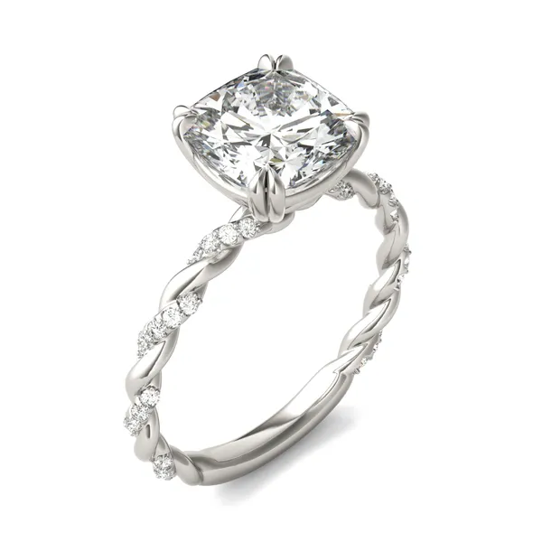 Cushion Accented Rope Engagement Ring