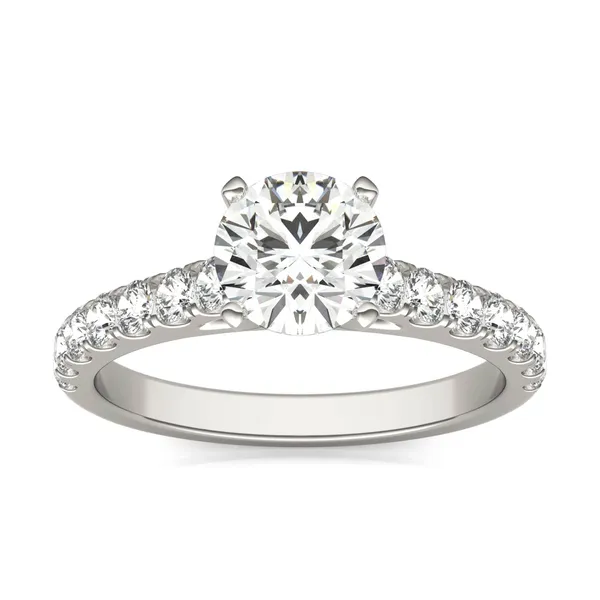 Round Brilliant Bold Accented Cathedral Engagement Ring