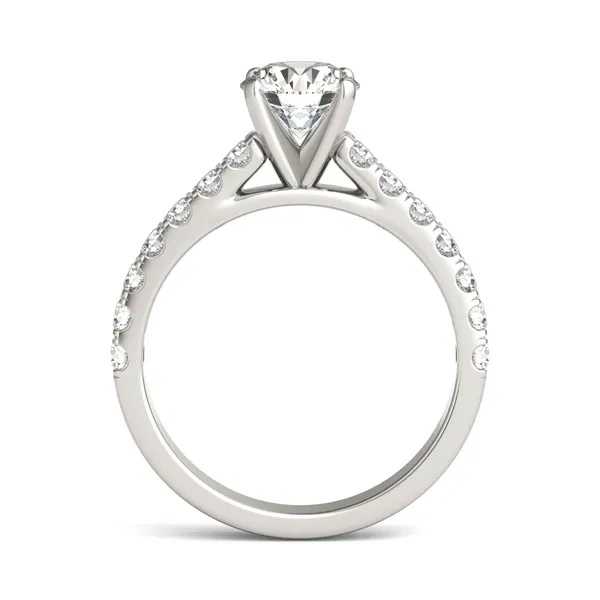 Round Brilliant Bold Accented Cathedral Engagement Ring