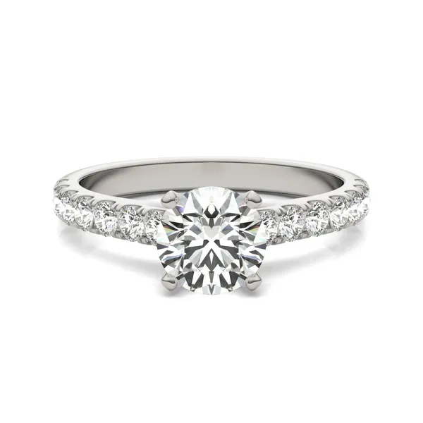 Round Brilliant Bold Accented Cathedral Engagement Ring