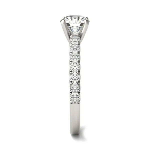 Round Brilliant Bold Accented Cathedral Engagement Ring