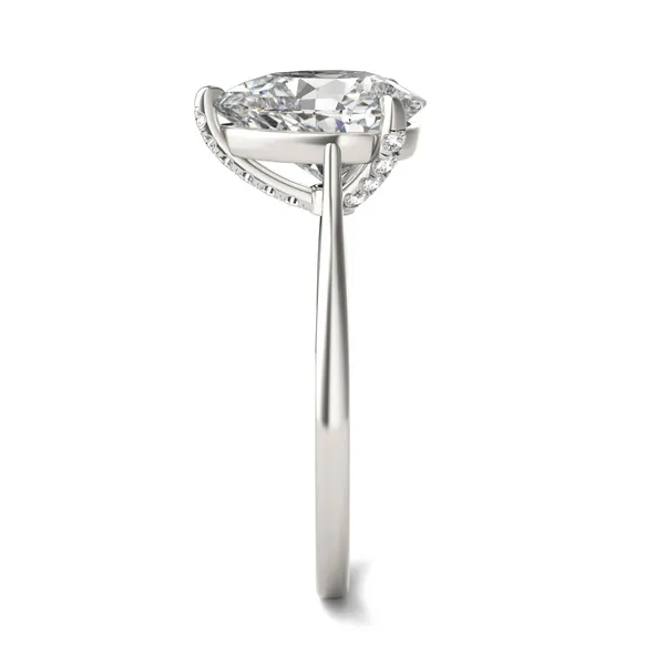 Pear Claw Prong Hidden Detail Engagement Ring