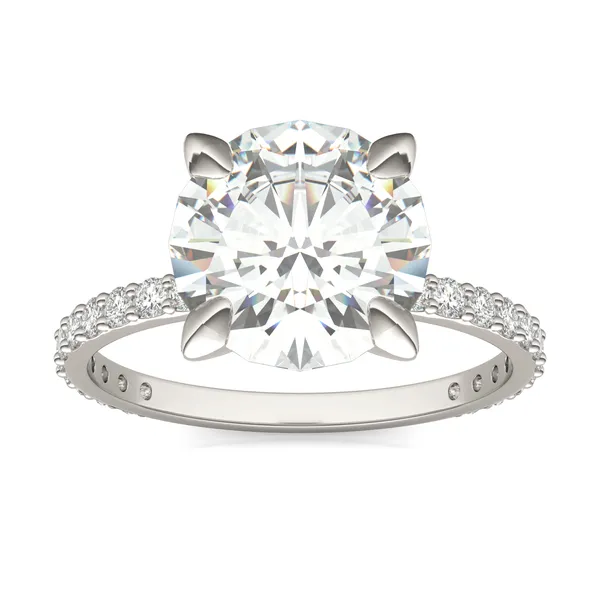 Round Brilliant Martini Accented Engagement Ring