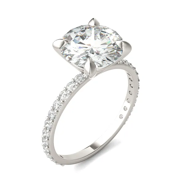 Round Brilliant Martini Accented Engagement Ring