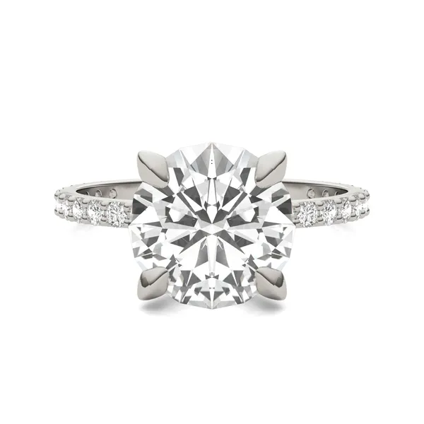 Round Brilliant Martini Accented Engagement Ring