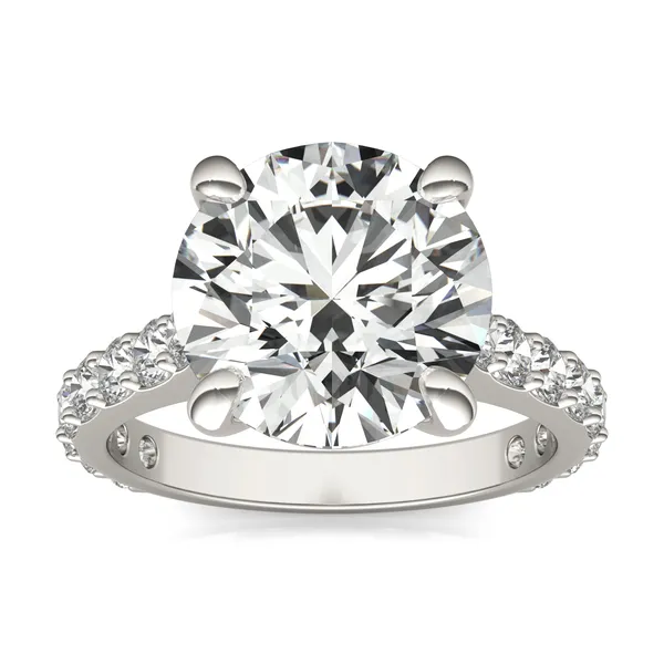 Round Brilliant Claw Prong Cathedral Side-Stone Exotic Engagement Ring