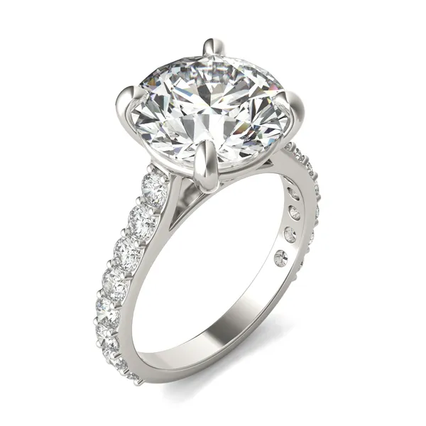 Round Brilliant Claw Prong Cathedral Side-Stone Exotic Engagement Ring