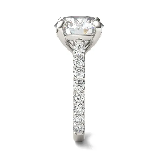 Round Brilliant Claw Prong Cathedral Side-Stone Exotic Engagement Ring