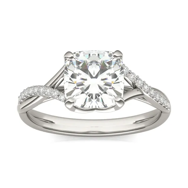 Cushion Hearts & Arrows Signature Twisted Side-Stone Engagement Ring