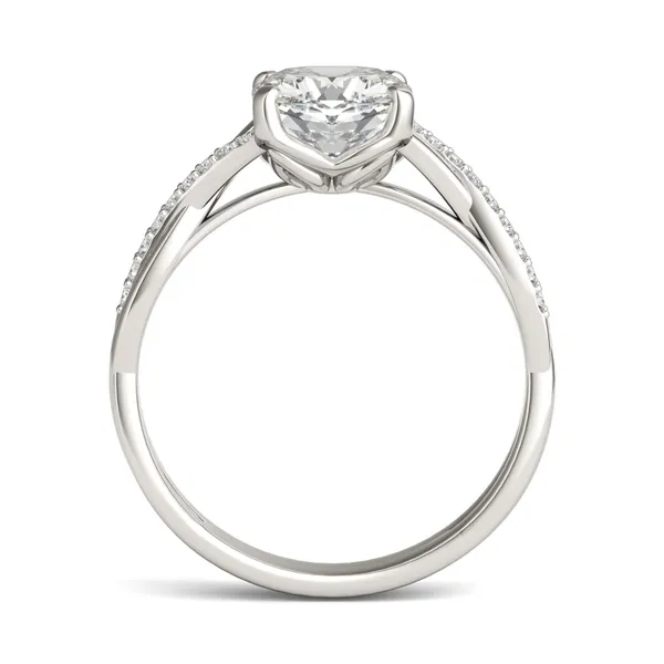 Cushion Hearts & Arrows Signature Twisted Side-Stone Engagement Ring