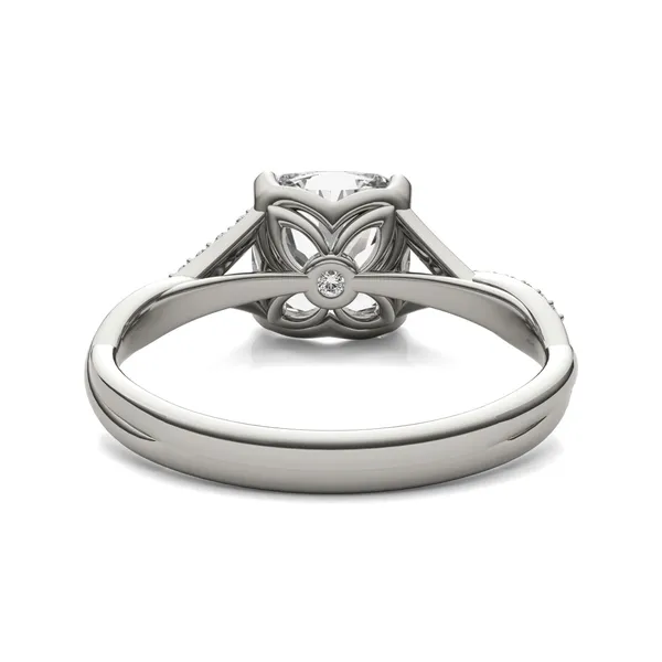 Cushion Hearts & Arrows Signature Twisted Side-Stone Engagement Ring