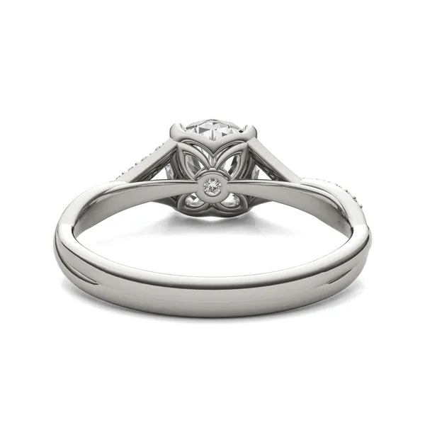 Round Hearts & Arrows Signature Twisted Side-Stone Engagement Ring