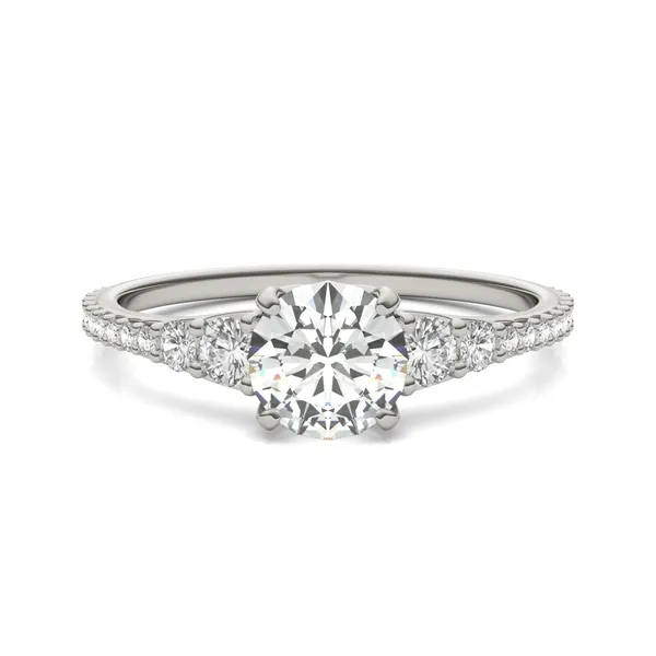 Cushion Hearts & Arrows Signature Graduated Side-Stone Engagement Ring