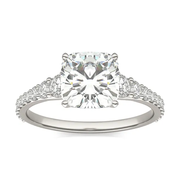 Cushion Hearts & Arrows Signature Graduated Side-Stone Engagement Ring