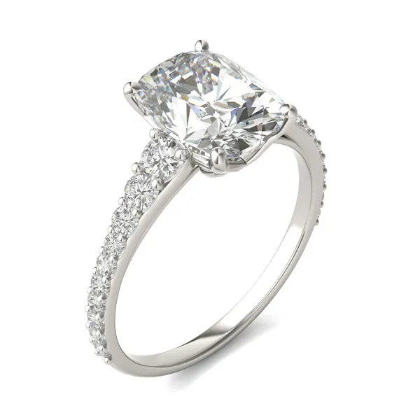 Elongated Cushion Signature Graduated Side-Stone Engagement Ring
