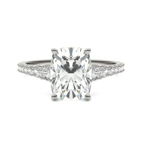 Elongated Cushion Signature Graduated Side-Stone Engagement Ring