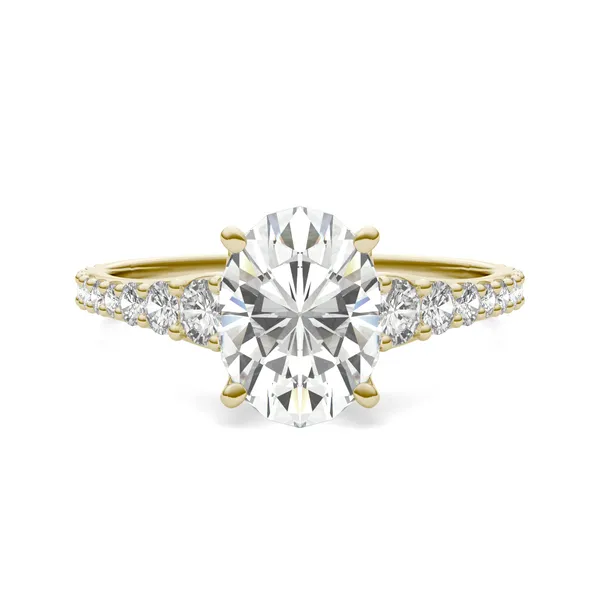 Oval Signature Graduated Side-Stone Engagement Ring