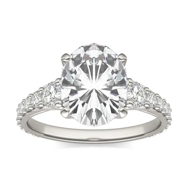 Oval Signature Graduated Side-Stone Engagement Ring