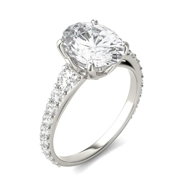 Oval Signature Graduated Side-Stone Engagement Ring