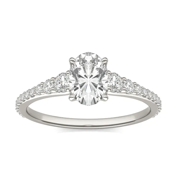Oval Signature Graduated Side-Stone Engagement Ring