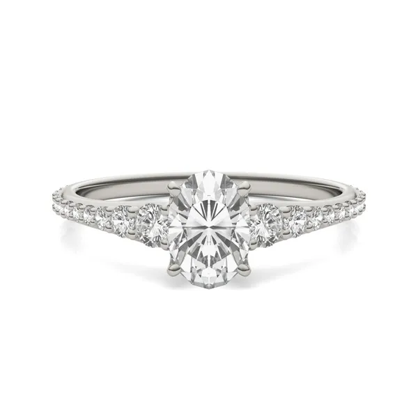 Oval Signature Graduated Side-Stone Engagement Ring