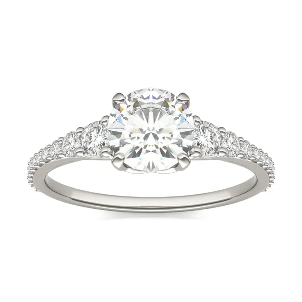 Round Hearts & Arrows Signature Graduated Side-Stone Engagement Ring