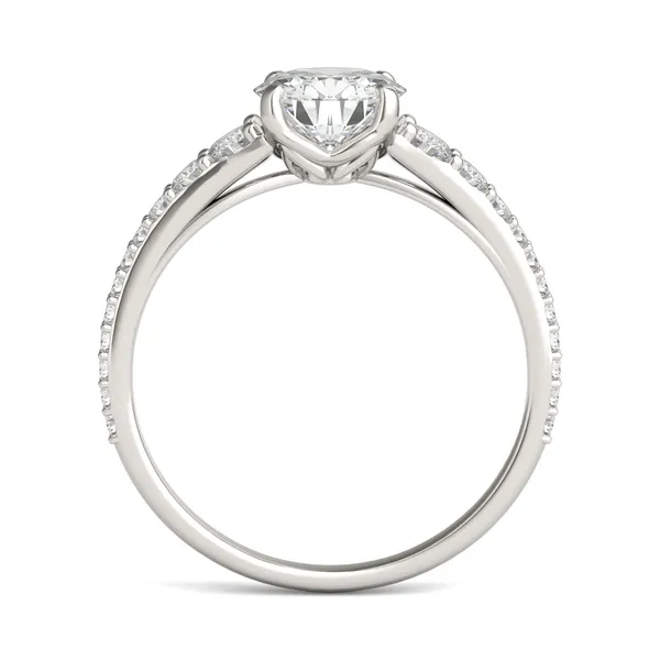 Round Hearts & Arrows Signature Graduated Side-Stone Engagement Ring