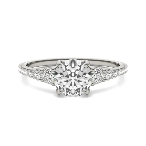 Round Hearts & Arrows Signature Graduated Side-Stone Engagement Ring
