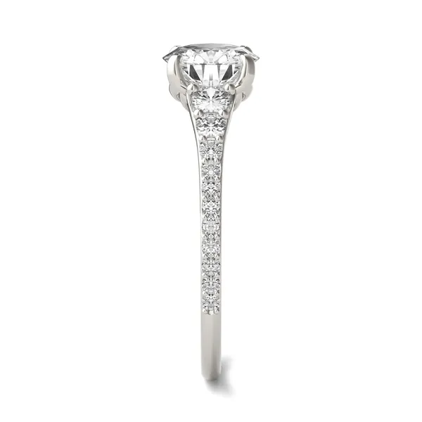 Round Hearts & Arrows Signature Graduated Side-Stone Engagement Ring