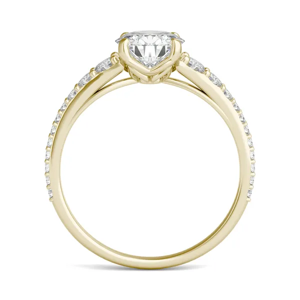 Round Hearts & Arrows Signature Graduated Side-Stone Engagement Ring