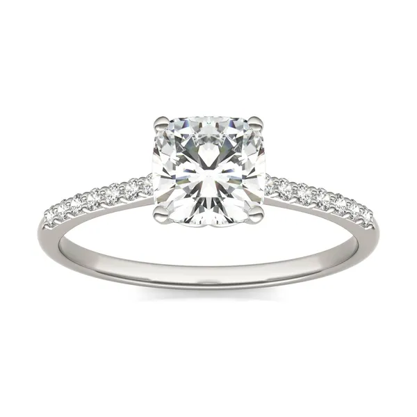 Cushion Hearts & Arrows Signature Petite Side-Stone Engagement Ring