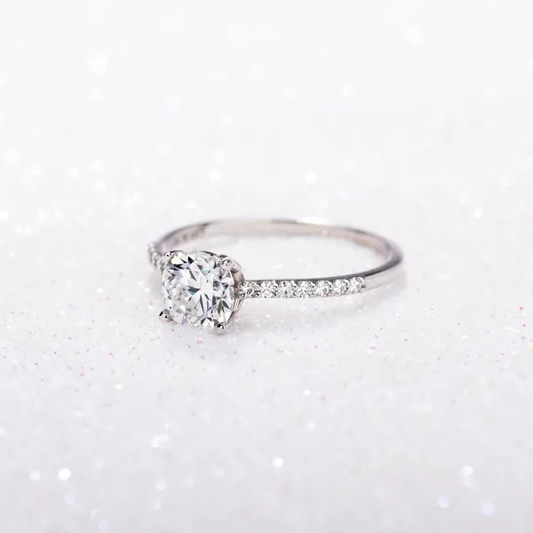 Cushion Hearts & Arrows Signature Petite Side-Stone Engagement Ring
