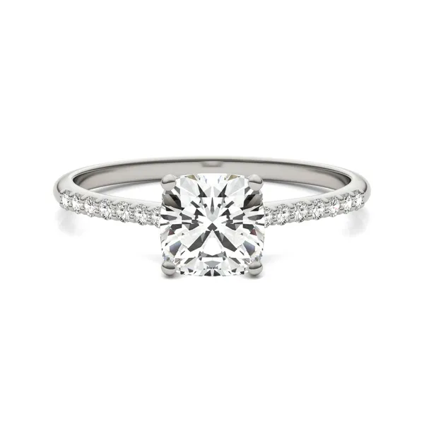 Cushion Hearts & Arrows Signature Petite Side-Stone Engagement Ring