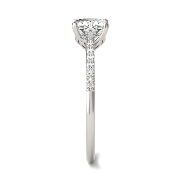 Cushion Hearts & Arrows Signature Petite Side-Stone Engagement Ring