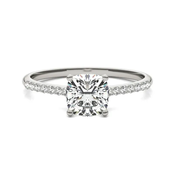 Cushion Signature Petite Side-Stone Engagement Ring