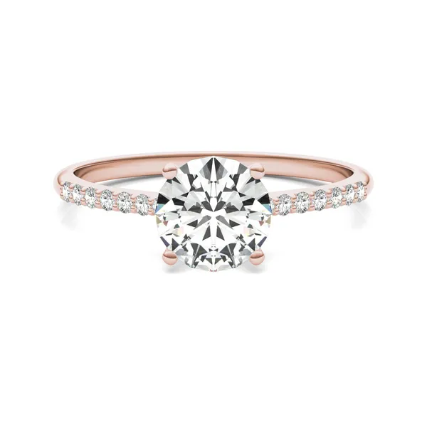 Round Hearts & Arrows Signature Petite Side-Stone Engagement Ring
