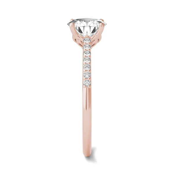 Round Hearts & Arrows Signature Petite Side-Stone Engagement Ring