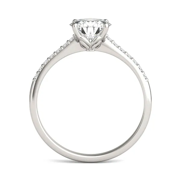 Round Hearts & Arrows Signature Petite Side-Stone Engagement Ring